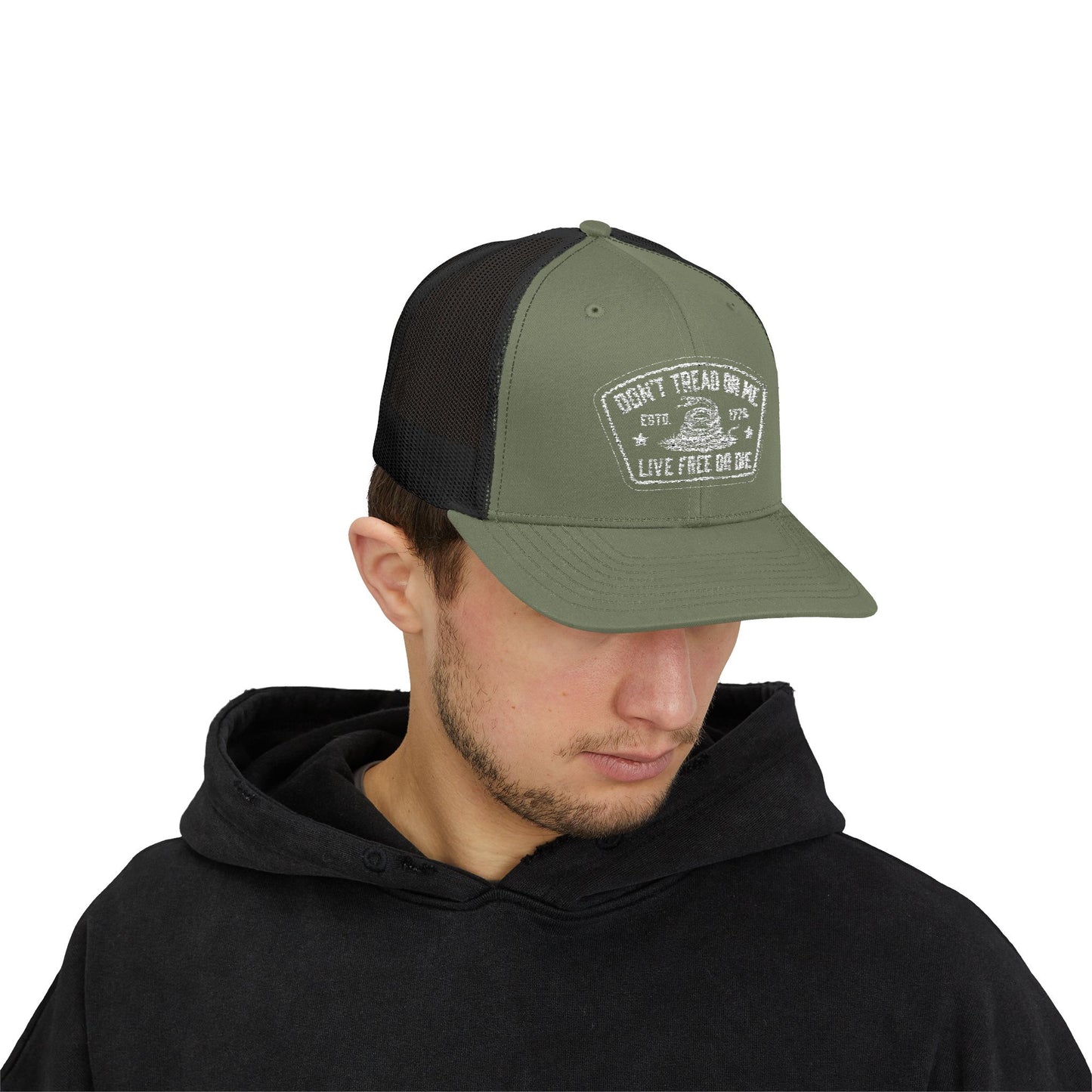 Live Free or Die Trucker Hat – Patriotic Snapback Mesh Cap