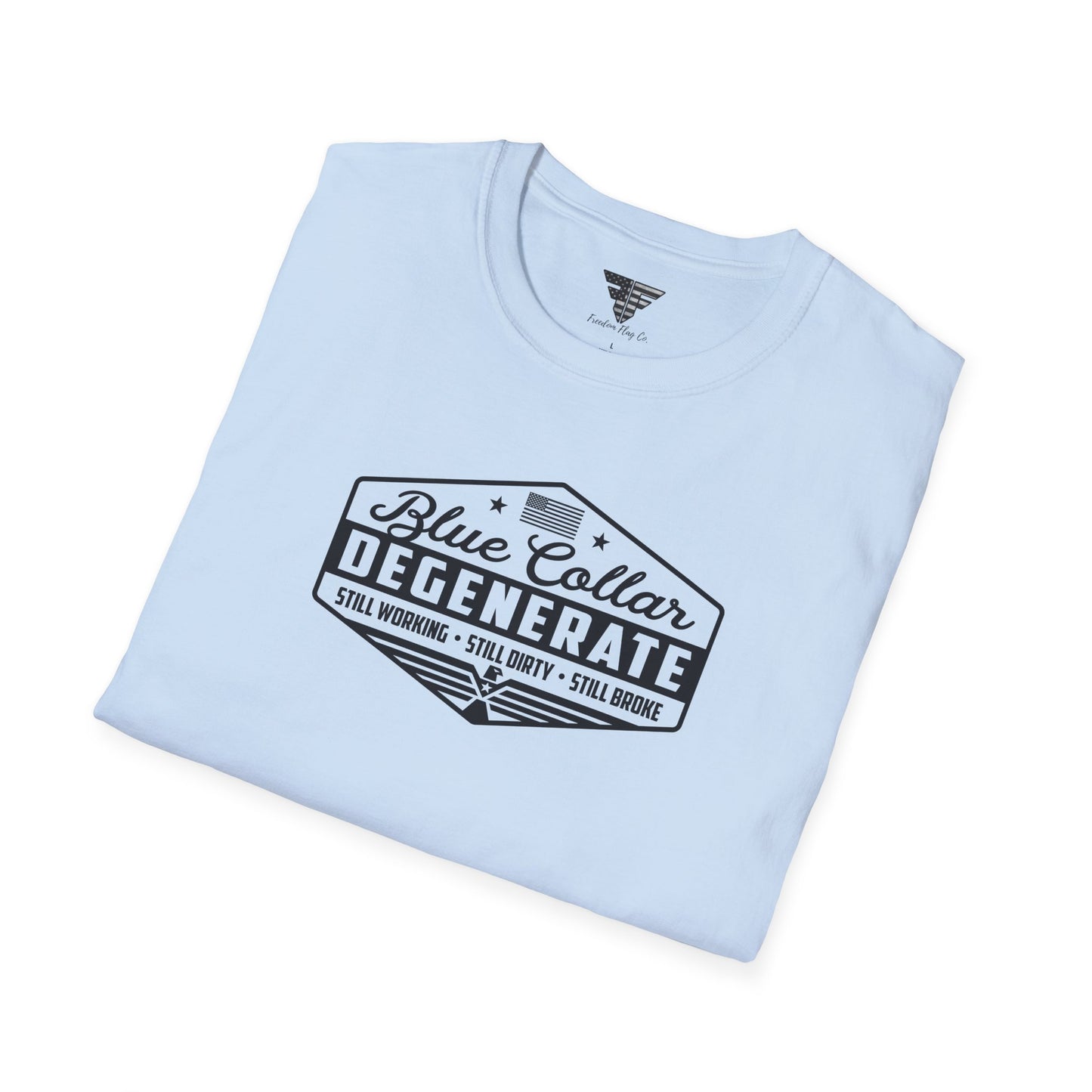 Blue Collar Degenerate T-Shirt – Rugged Distressed Graphic Tee for Hardworking Men