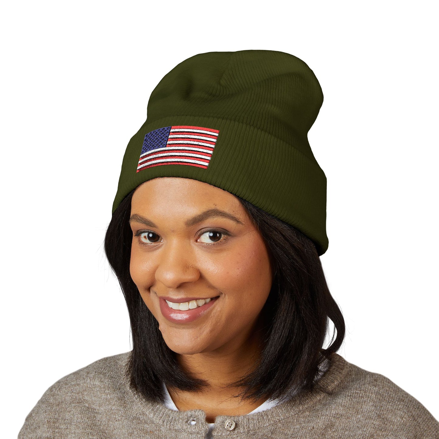 American Flag Beanie – Embroidered Patriotic Knit Hat