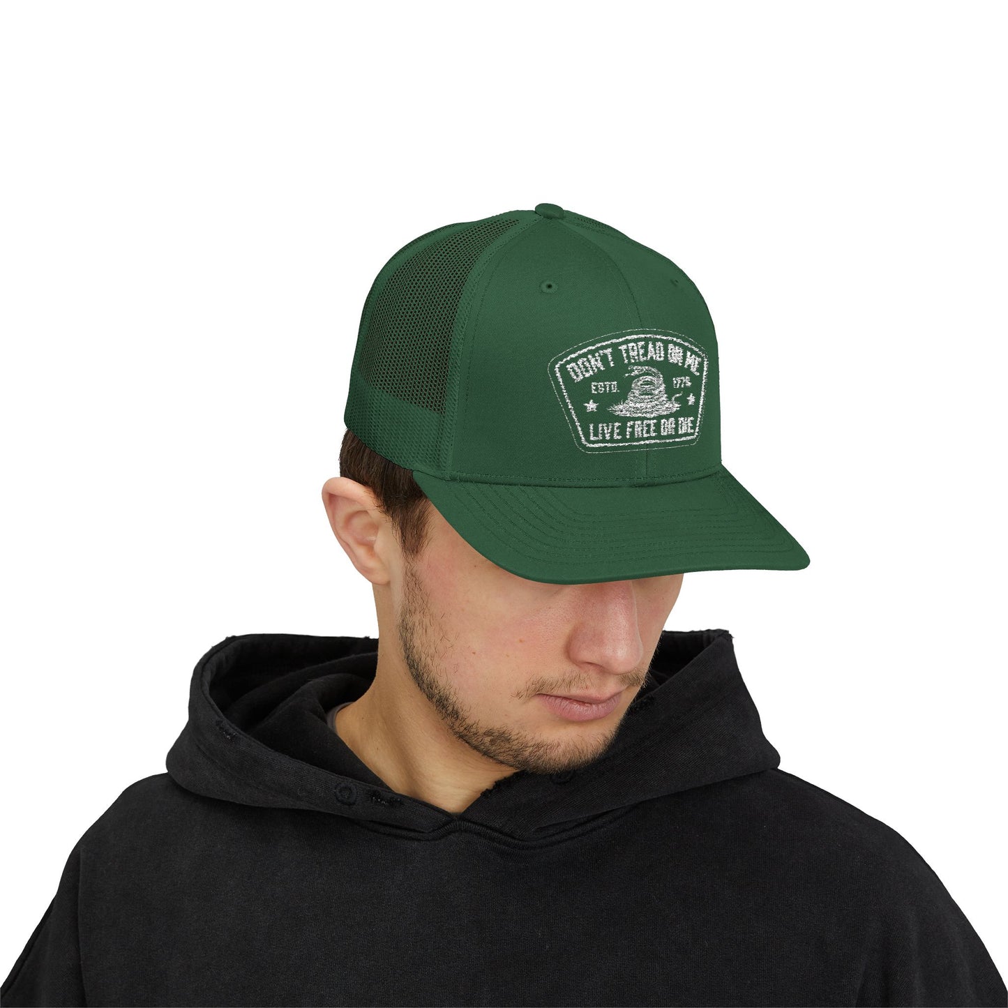 Live Free or Die Trucker Hat – Patriotic Snapback Mesh Cap