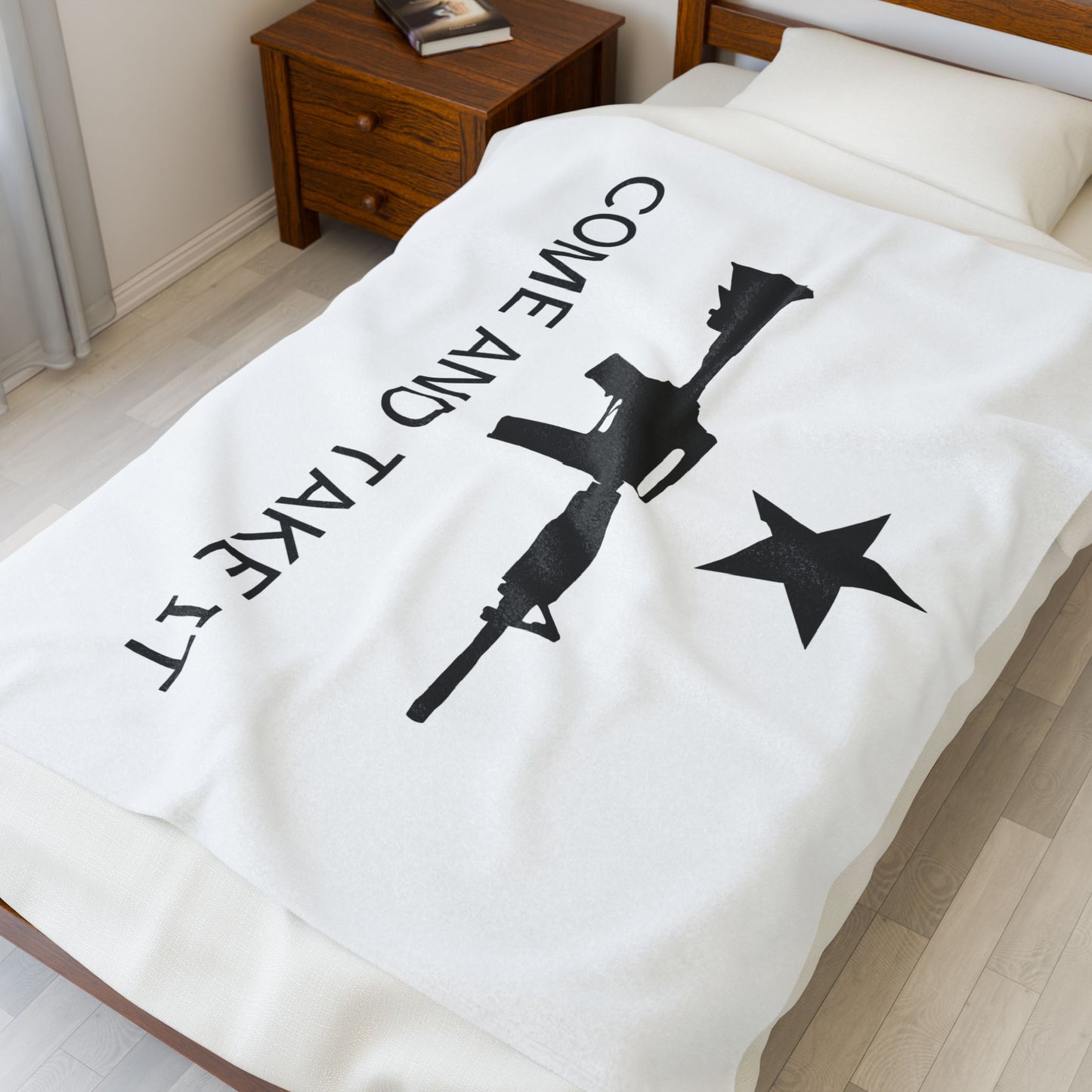 AR-15 Come and Take It Velveteen Plush Blanket – Patriotic Gun Rights Throw, Soft Cozy Couch & Bed Blanket