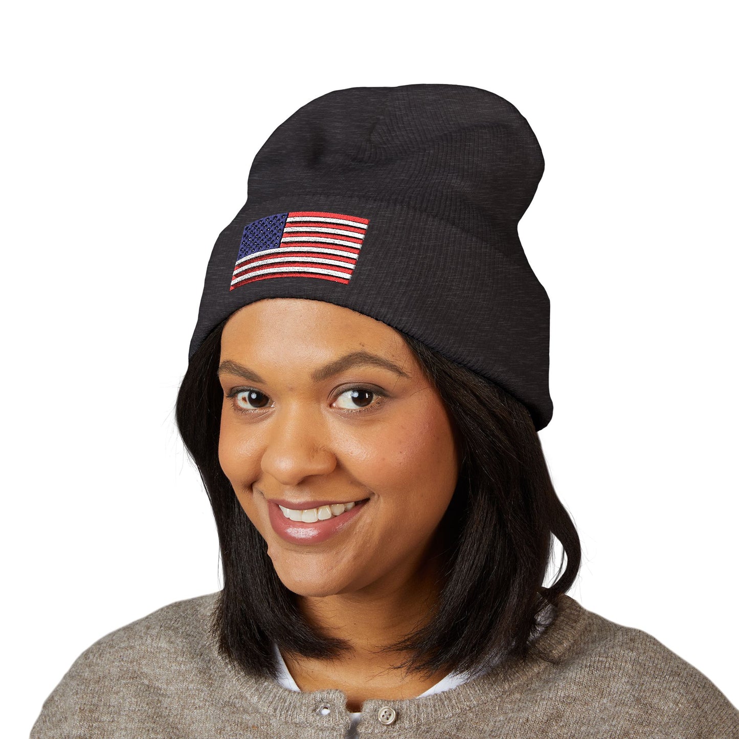 American Flag Beanie – Embroidered Patriotic Knit Hat
