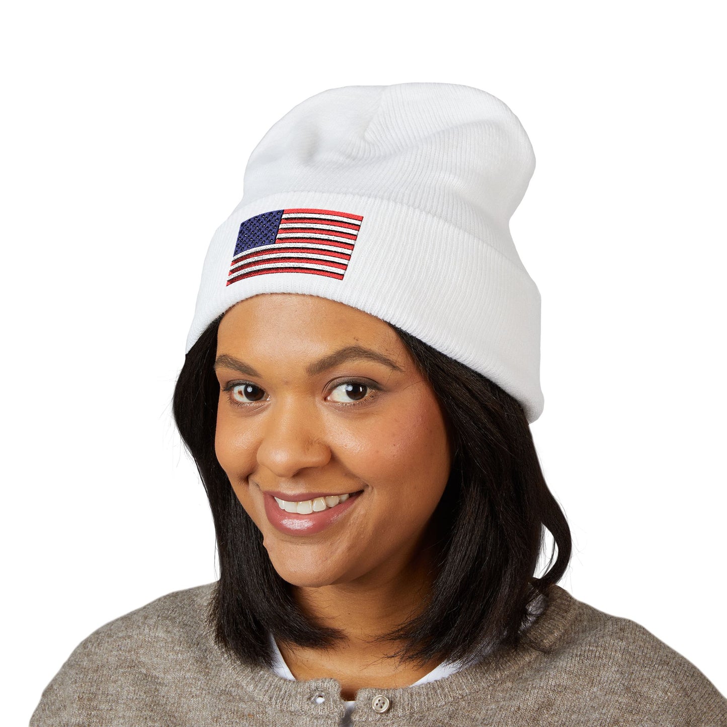 American Flag Beanie – Embroidered Patriotic Knit Hat