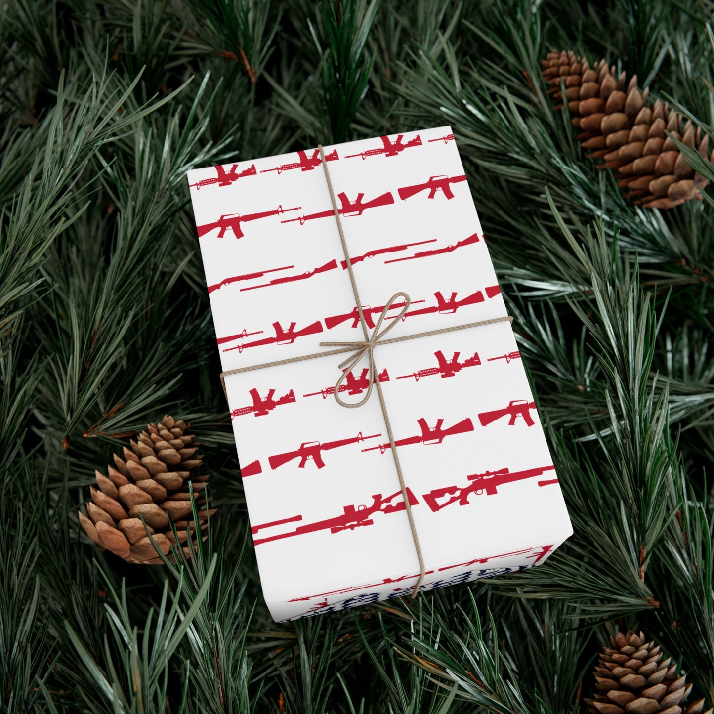 USA Flag Gun Pattern Wrapping Paper – Patriotic American Gift Wrap for Holidays & Special Occasions