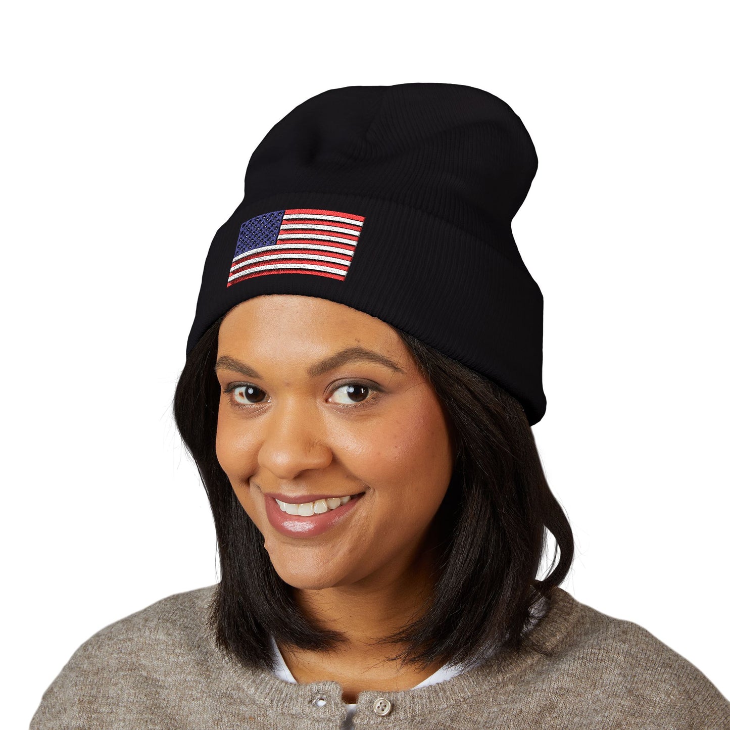American Flag Beanie – Embroidered Patriotic Knit Hat