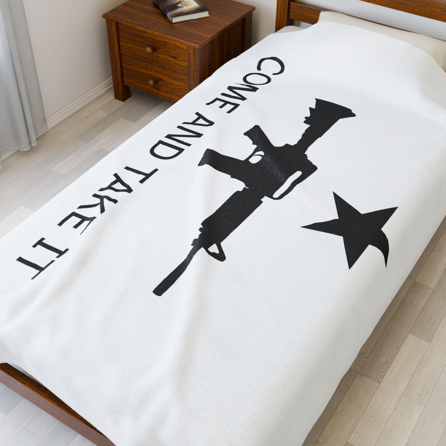 AR-15 Come and Take It Velveteen Plush Blanket – Patriotic Gun Rights Throw, Soft Cozy Couch & Bed Blanket
