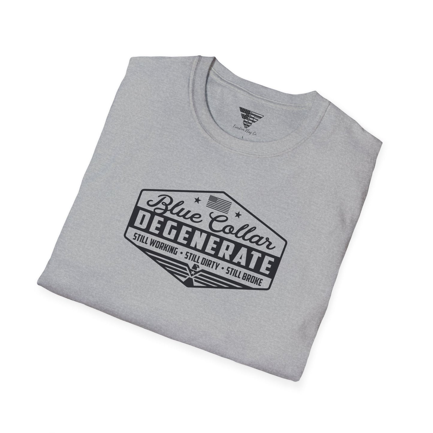 Blue Collar Degenerate T-Shirt – Rugged Distressed Graphic Tee for Hardworking Men