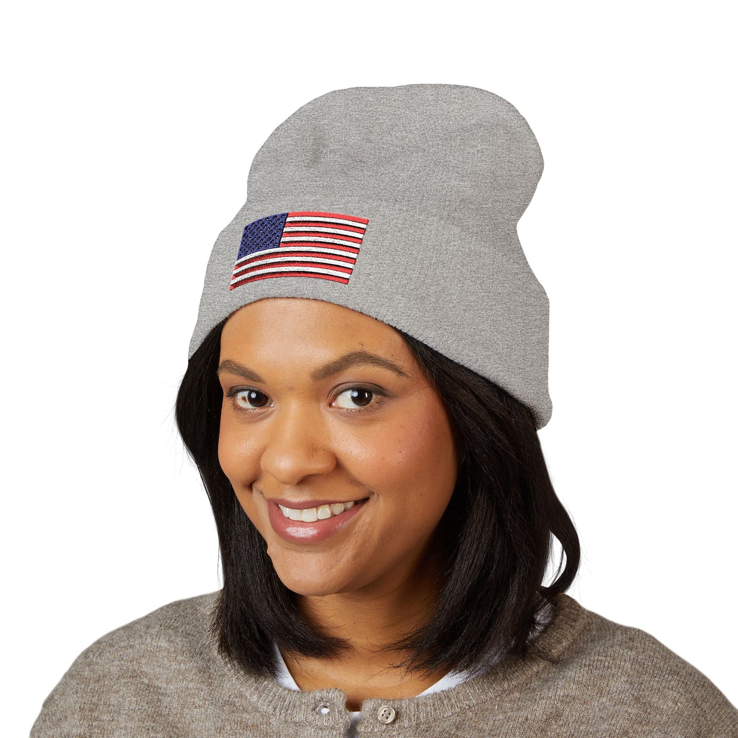 American Flag Beanie – Embroidered Patriotic Knit Hat