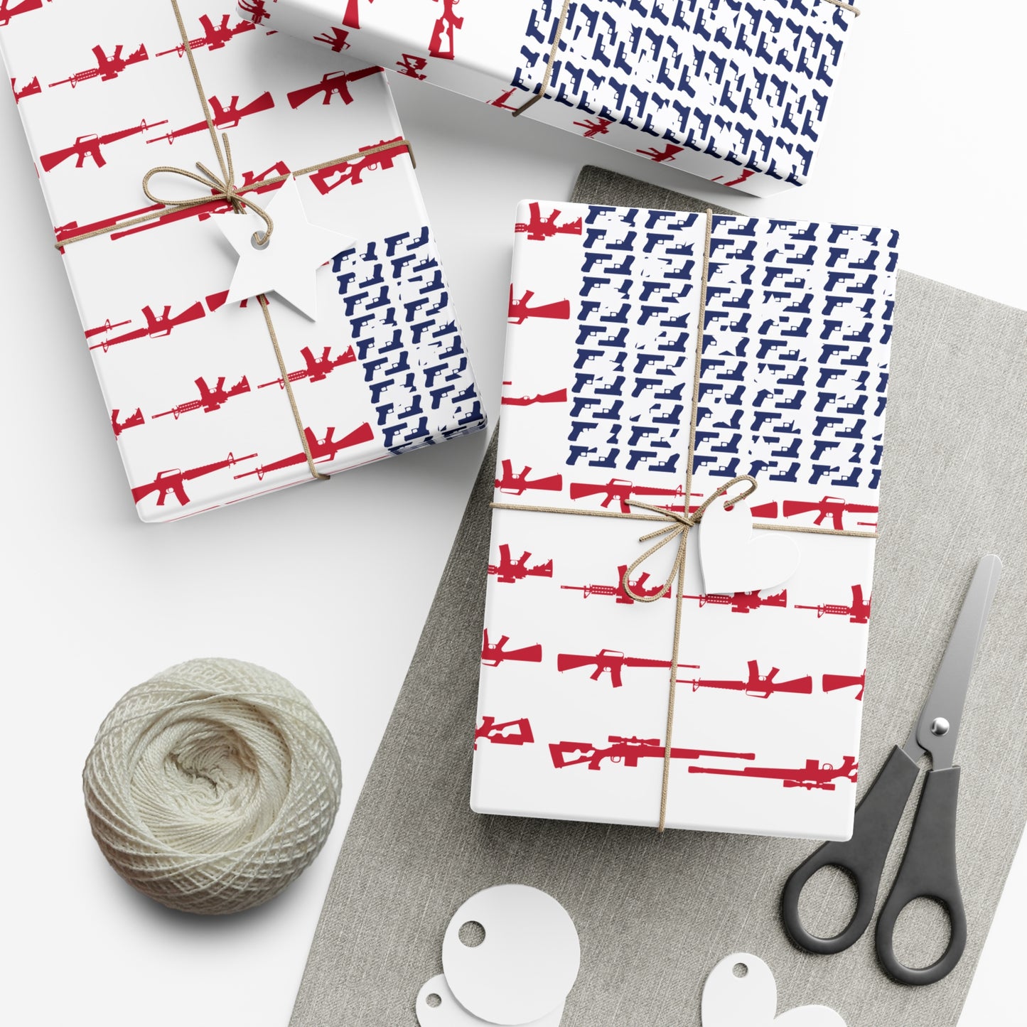 USA Flag Gun Pattern Wrapping Paper – Patriotic American Gift Wrap for Holidays & Special Occasions