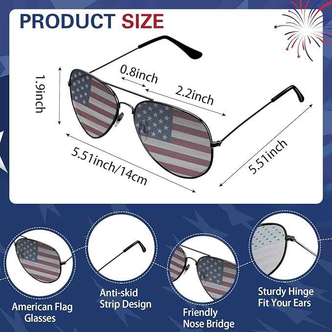 American Flag Aviator Sunglasses – Patriotic UV Protection