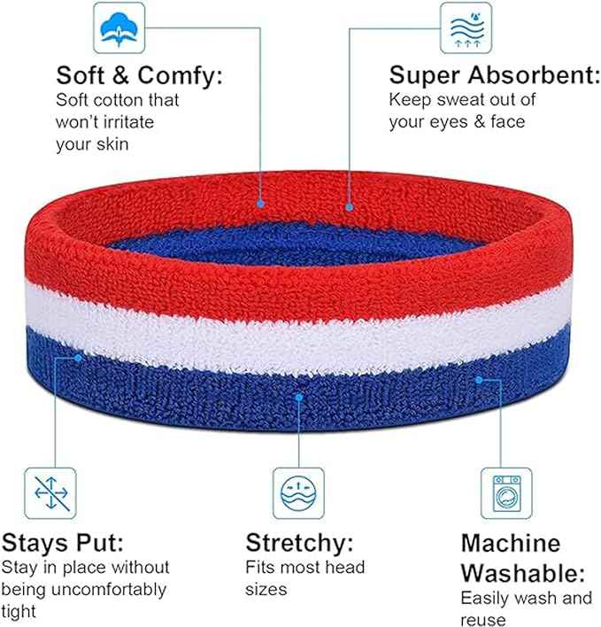 American Flag Sweat Band Headband & Wristbands Set