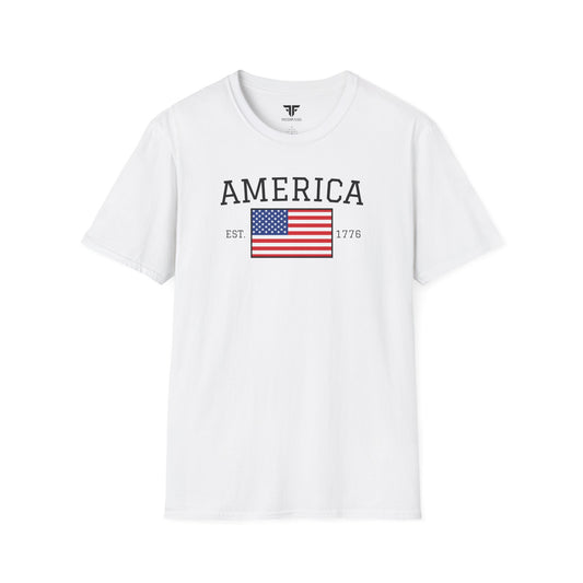 Unisex America T-Shirt – Est. 1776 Patriotic USA Flag Shirt by Freedom Flags - Freedom Flag Co.