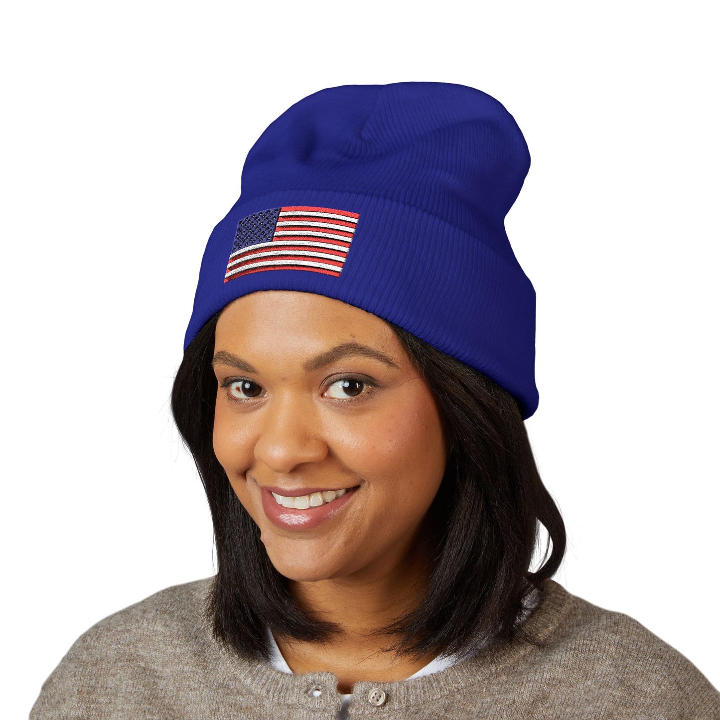 American Flag Beanie – Embroidered Patriotic Knit Hat