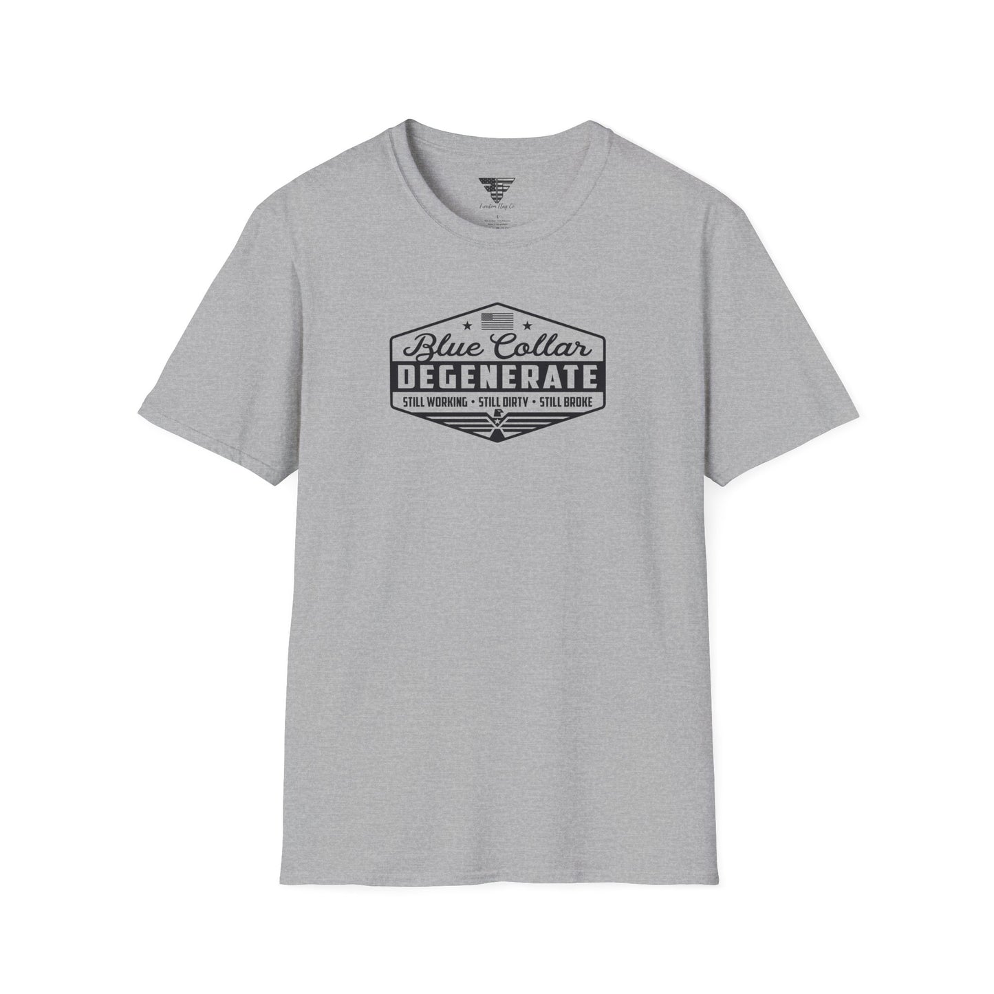 Blue Collar Degenerate T-Shirt – Rugged Distressed Graphic Tee for Hardworking Men