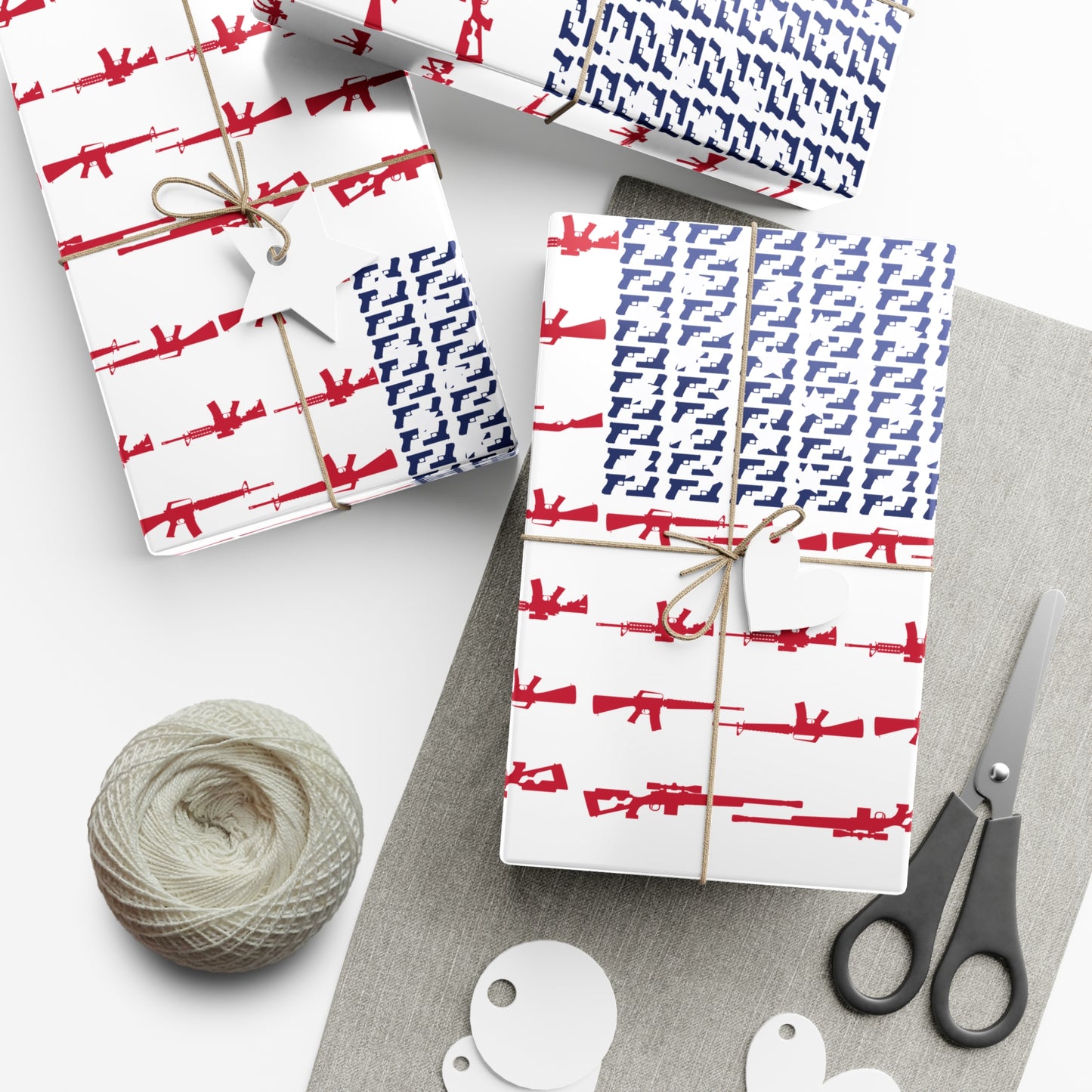 USA Flag Gun Pattern Wrapping Paper – Patriotic American Gift Wrap for Holidays & Special Occasions