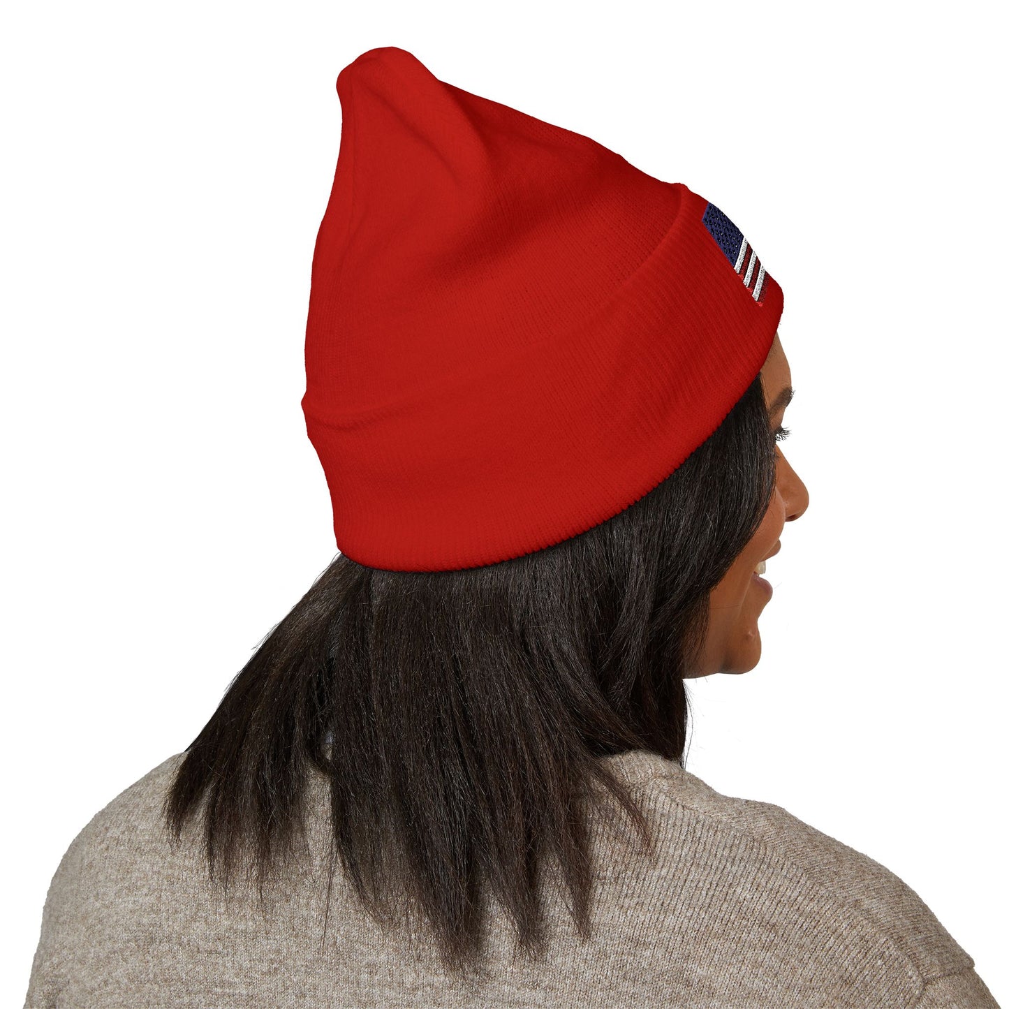 American Flag Beanie – Embroidered Patriotic Knit Hat