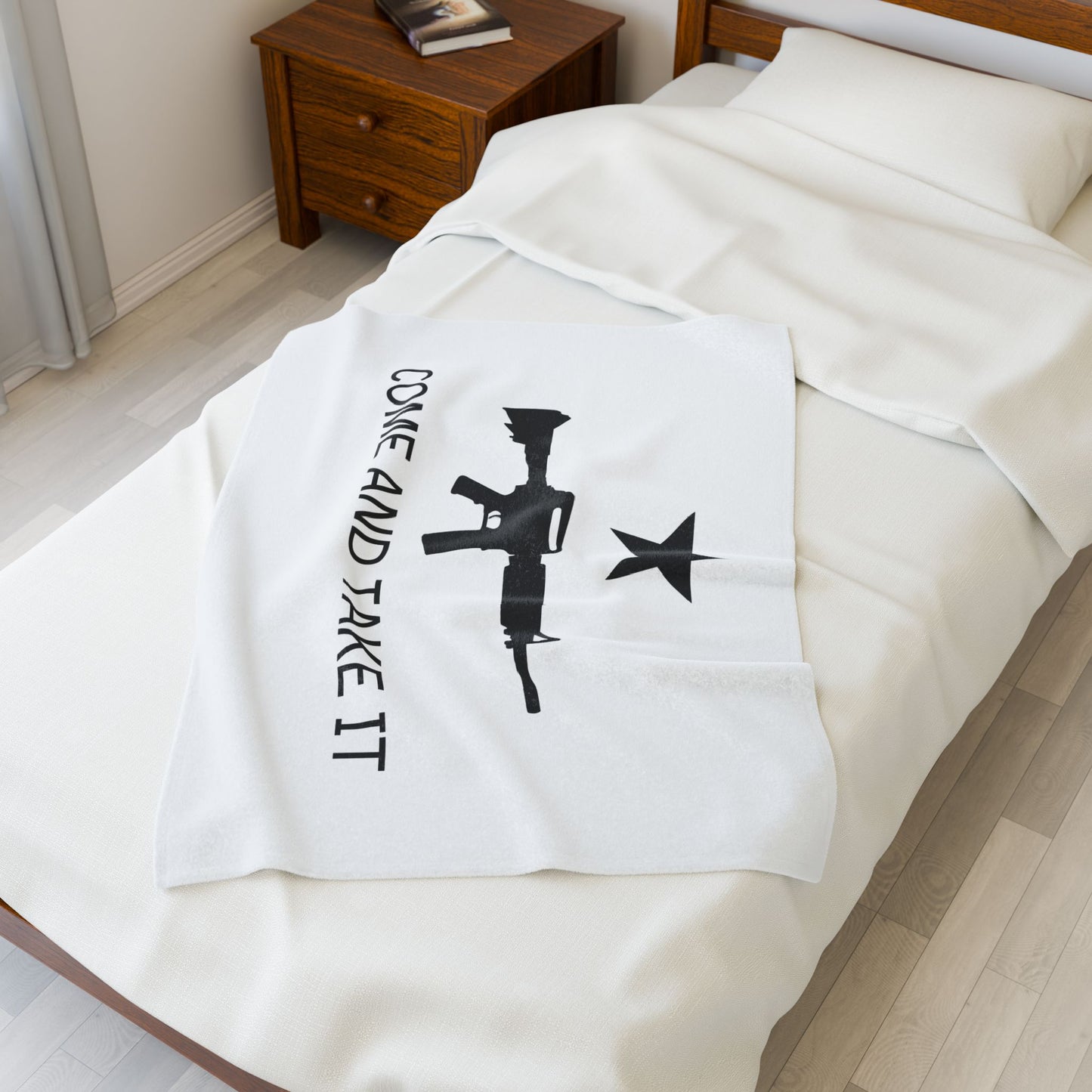 AR-15 Come and Take It Velveteen Plush Blanket – Patriotic Gun Rights Throw, Soft Cozy Couch & Bed Blanket