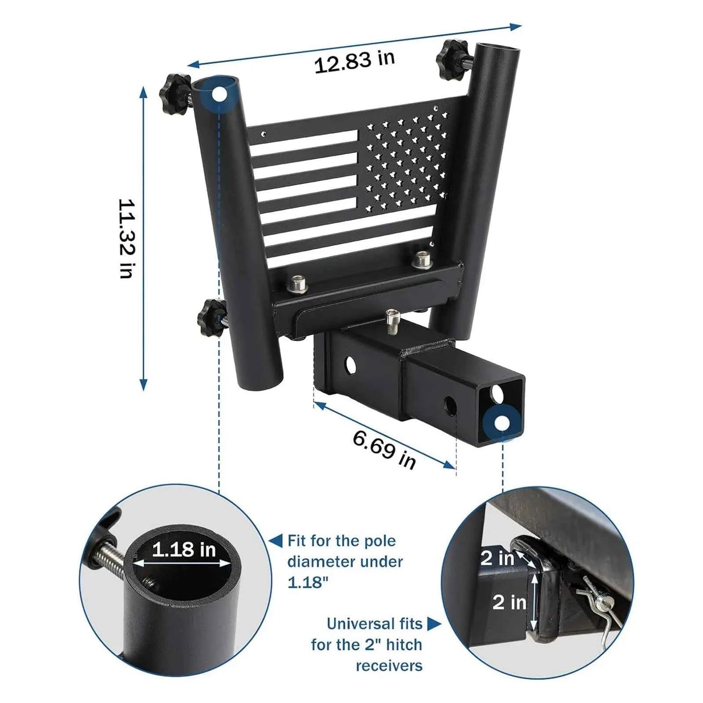 Dual Flag Pole Holder for Receiver Hitch – Durable Patriotic Display for Trucks & SUVs