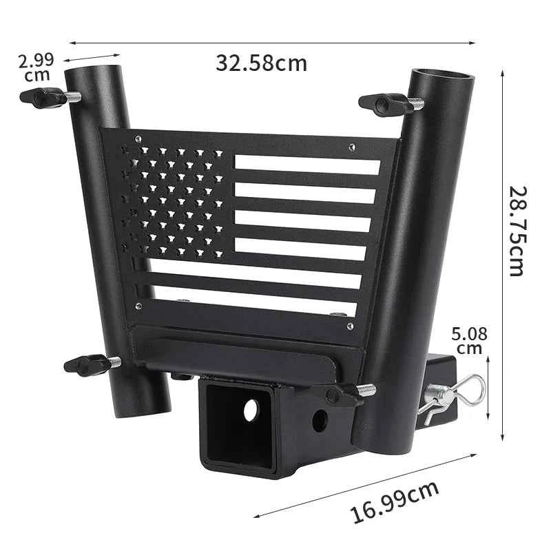 Dual Flag Pole Holder for Receiver Hitch – Durable Patriotic Display for Trucks & SUVs