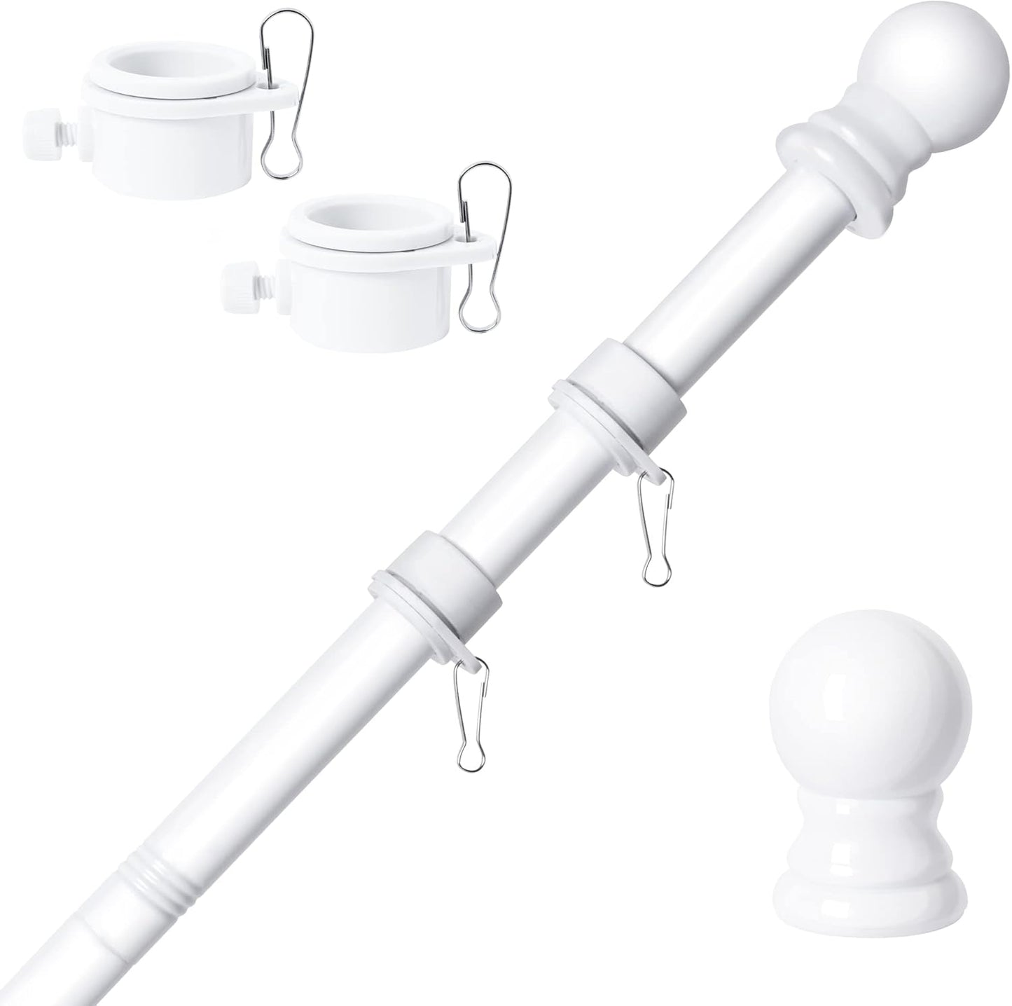 6FT Stainless Steel Flagpole - Tangle-Free Outdoor Flagpole Kit Without Bracket