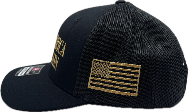 Premium Black/Gold MAGA Cap – Richardson 112 Edition
