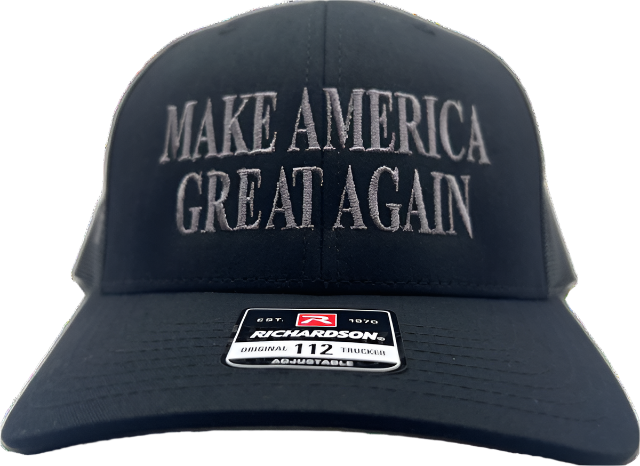 Dark MAGA Cap with sleek, understated design and bold embroidery, ideal for a modern patriotic statement.