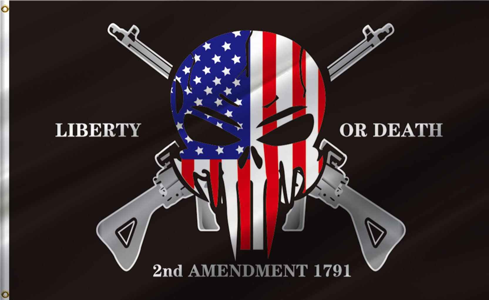 Liberty or Death 2nd Amendment USA Punisher Flag