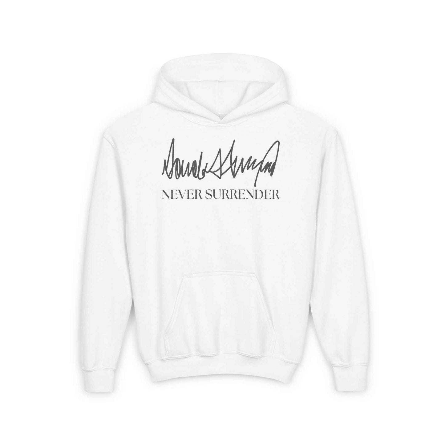 Never Surrender Trump Youth Hoodie – Signature Edition
