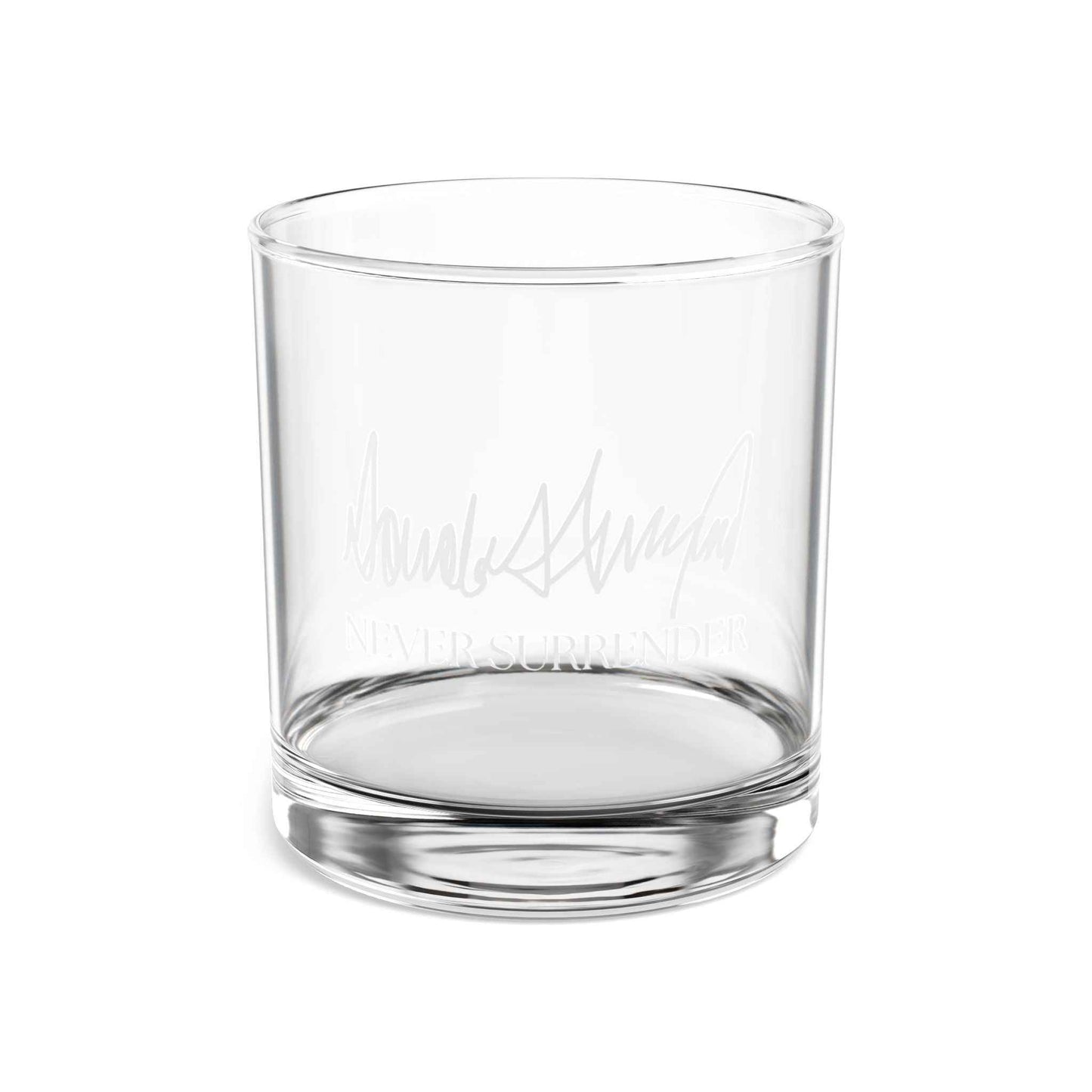 Never Surrender Trump Whiskey Glass – 10oz Patriotic Gift