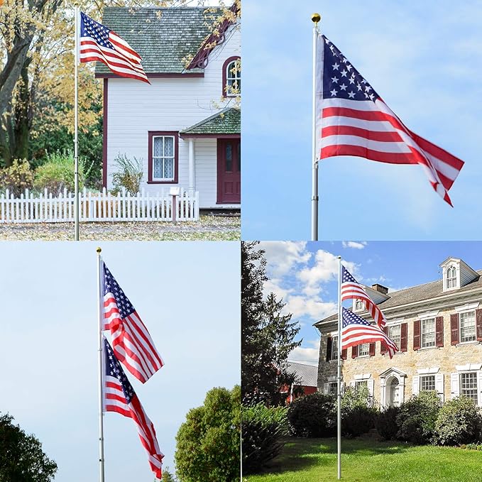 20FT Telescoping Flag Pole Kit with 3x5 American Flag:
