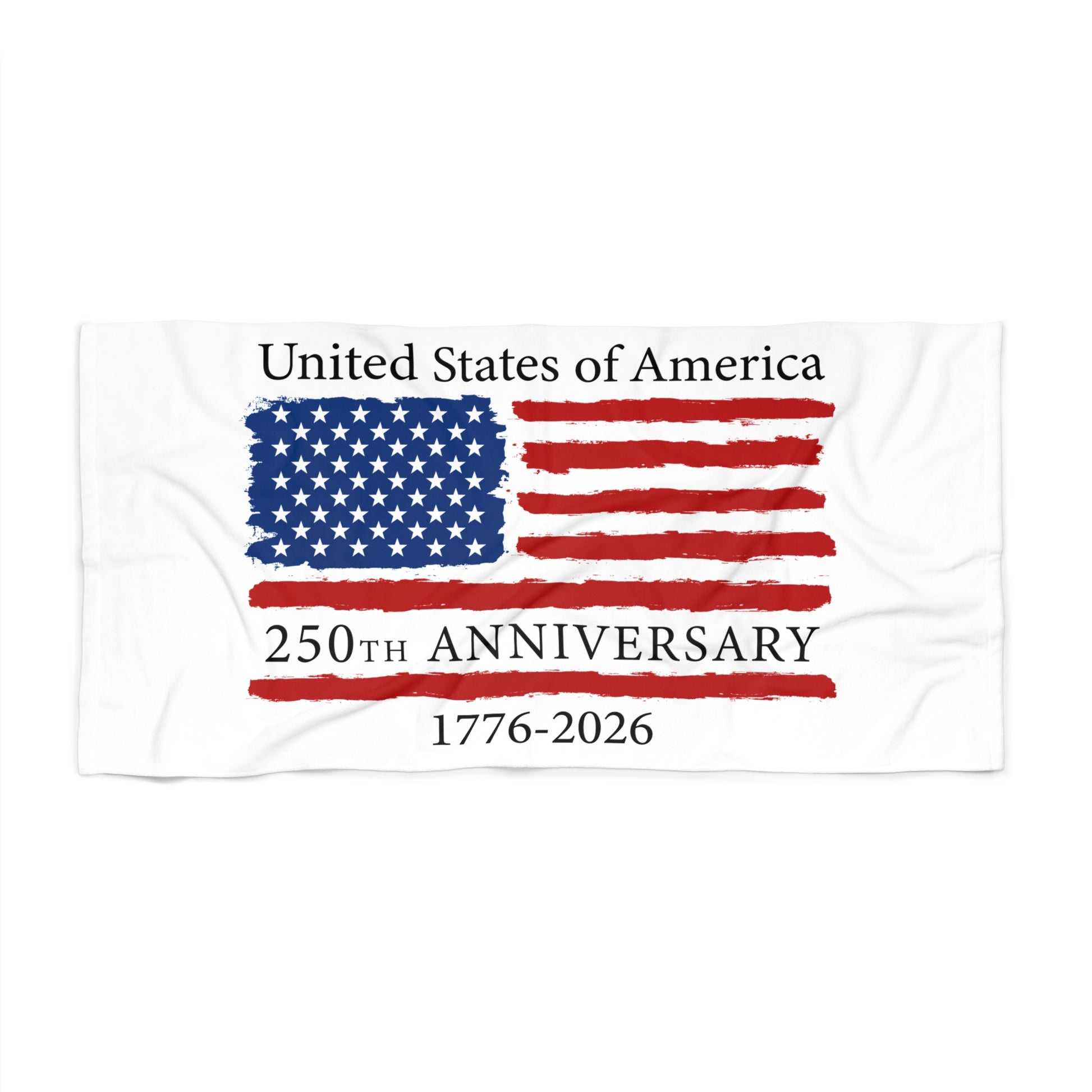 T-shirt with American flag design celebrating 250th anniversary of the United States on a white background