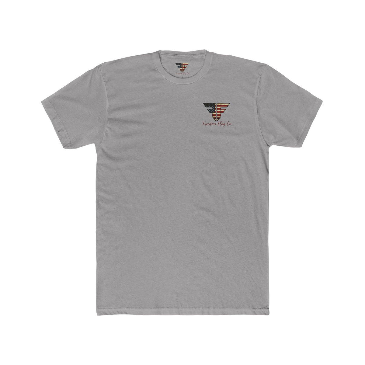 Freedom Loaded distressed Stars and Stripes crew tee product mockup