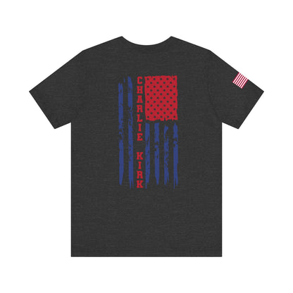 Charlie Kirk American Flag T-Shirt – Unisex Patriotic Freedom Shirt for Conservatives & TPUSA Supporters