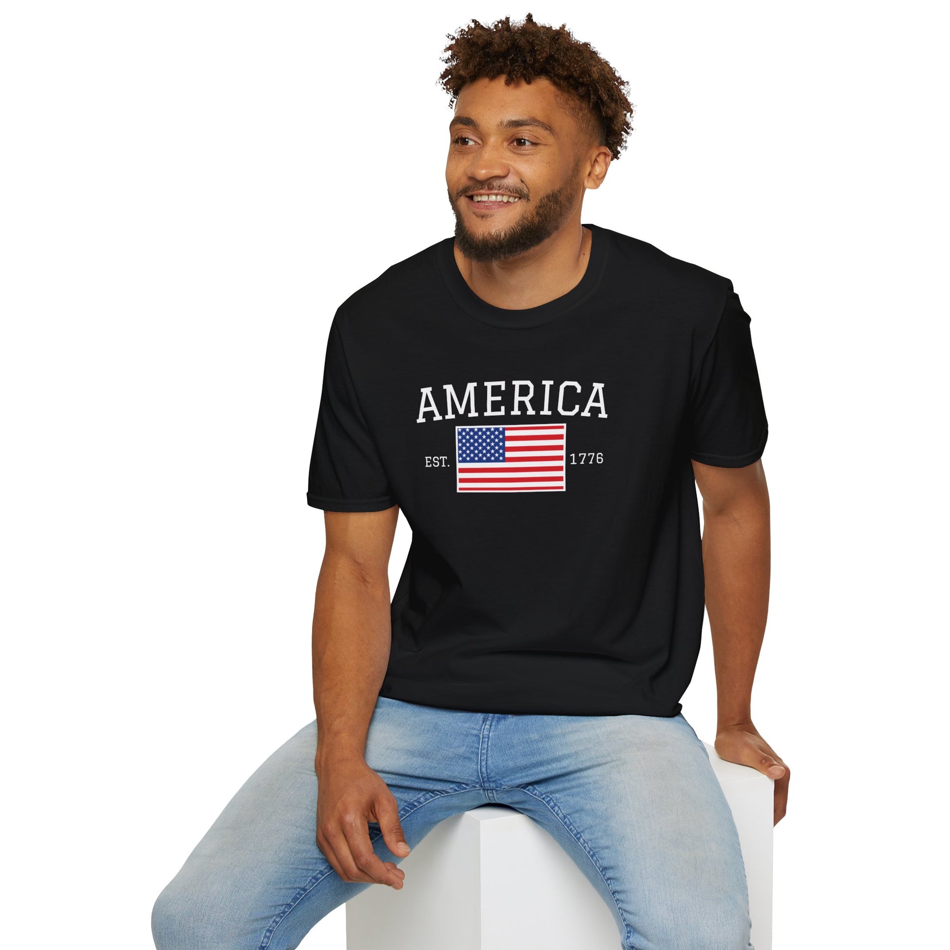 Unisex America T-Shirt – Est. 1776 Patriotic USA Flag Shirt by Freedom Flags - Freedom Flag Co.