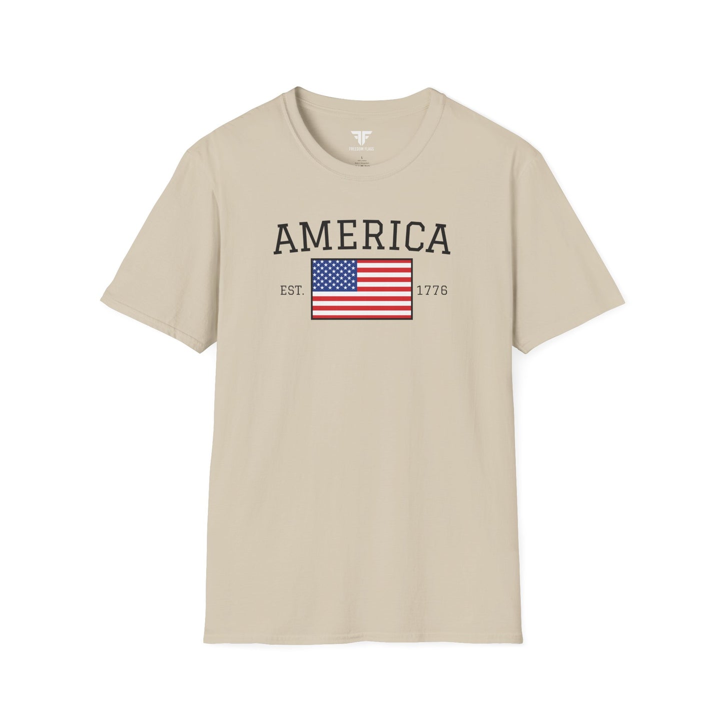 Unisex America T-Shirt – Est. 1776 Patriotic USA Flag Shirt by Freedom Flags - Freedom Flag Co.