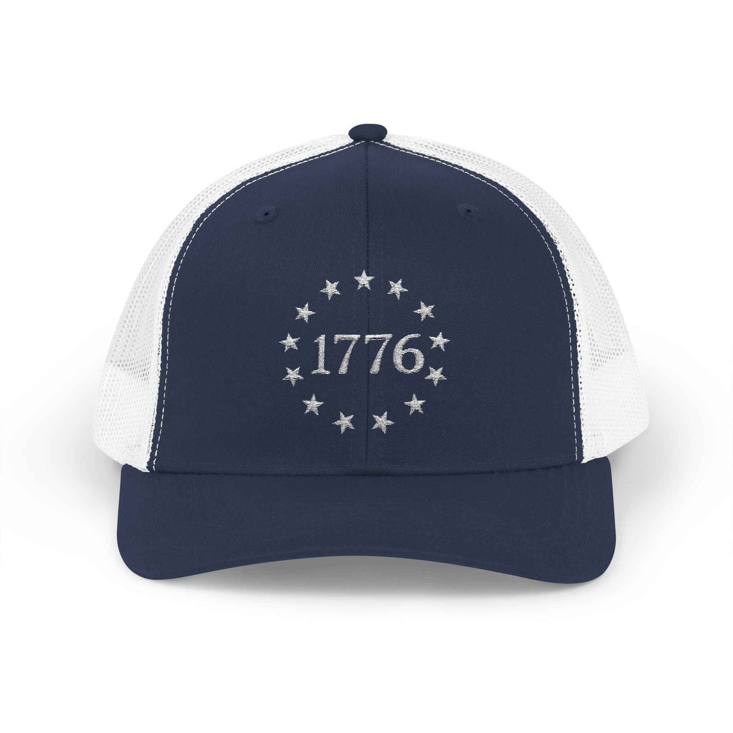 1776 Embroidered Trucker Hat – Patriotic Betsy Ross Stars Snapback Cap
