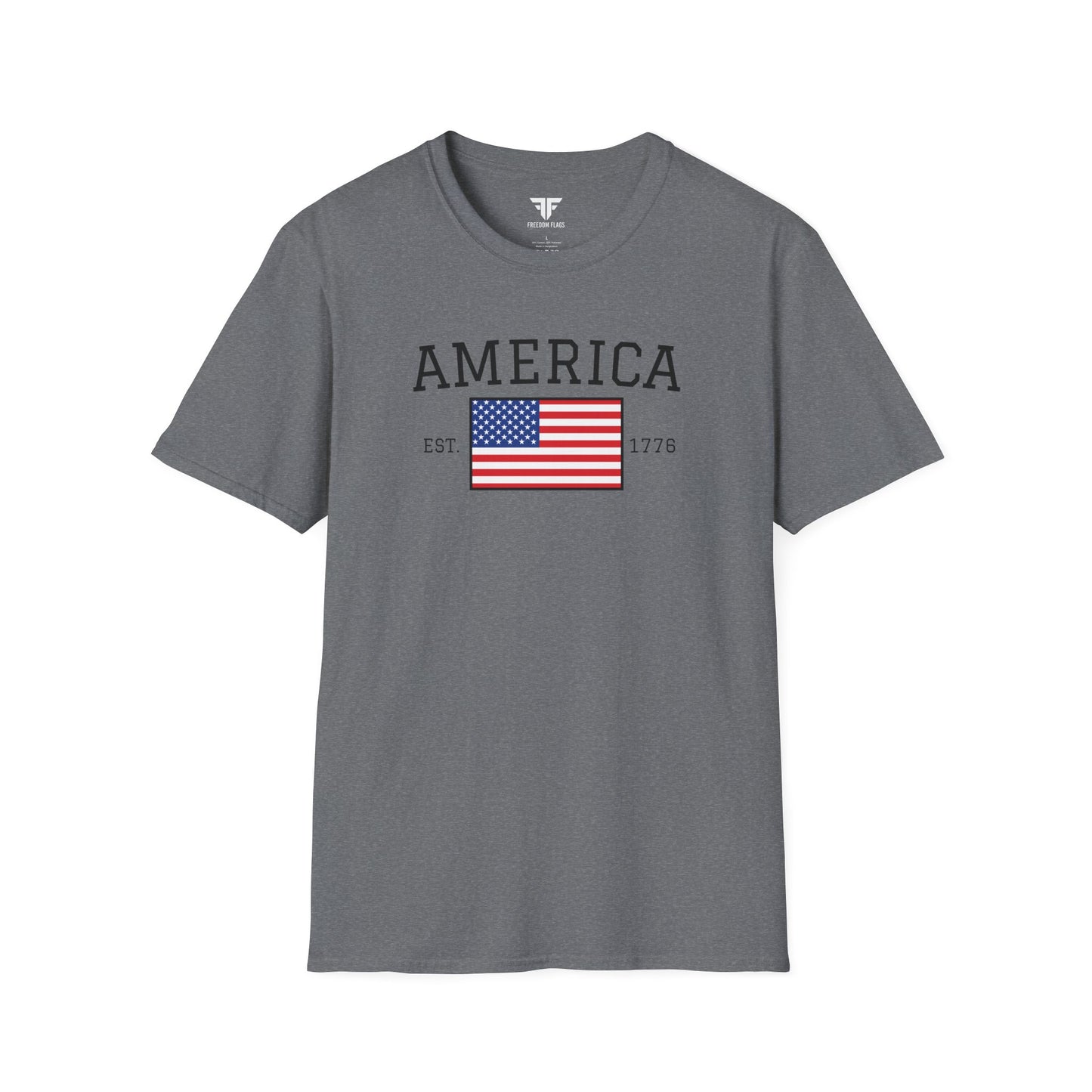 Unisex America T-Shirt – Est. 1776 Patriotic USA Flag Shirt by Freedom Flags - Freedom Flag Co.