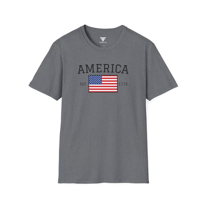 Unisex America T-Shirt – Est. 1776 Patriotic USA Flag Shirt by Freedom Flags - Freedom Flag Co.
