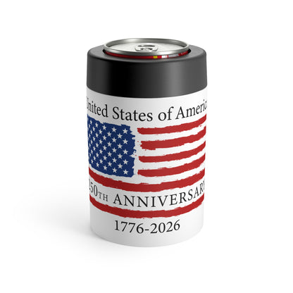 1776–2026 250th Anniversary American Flag Can Cooler | America 250 Patriotic Can Holder
