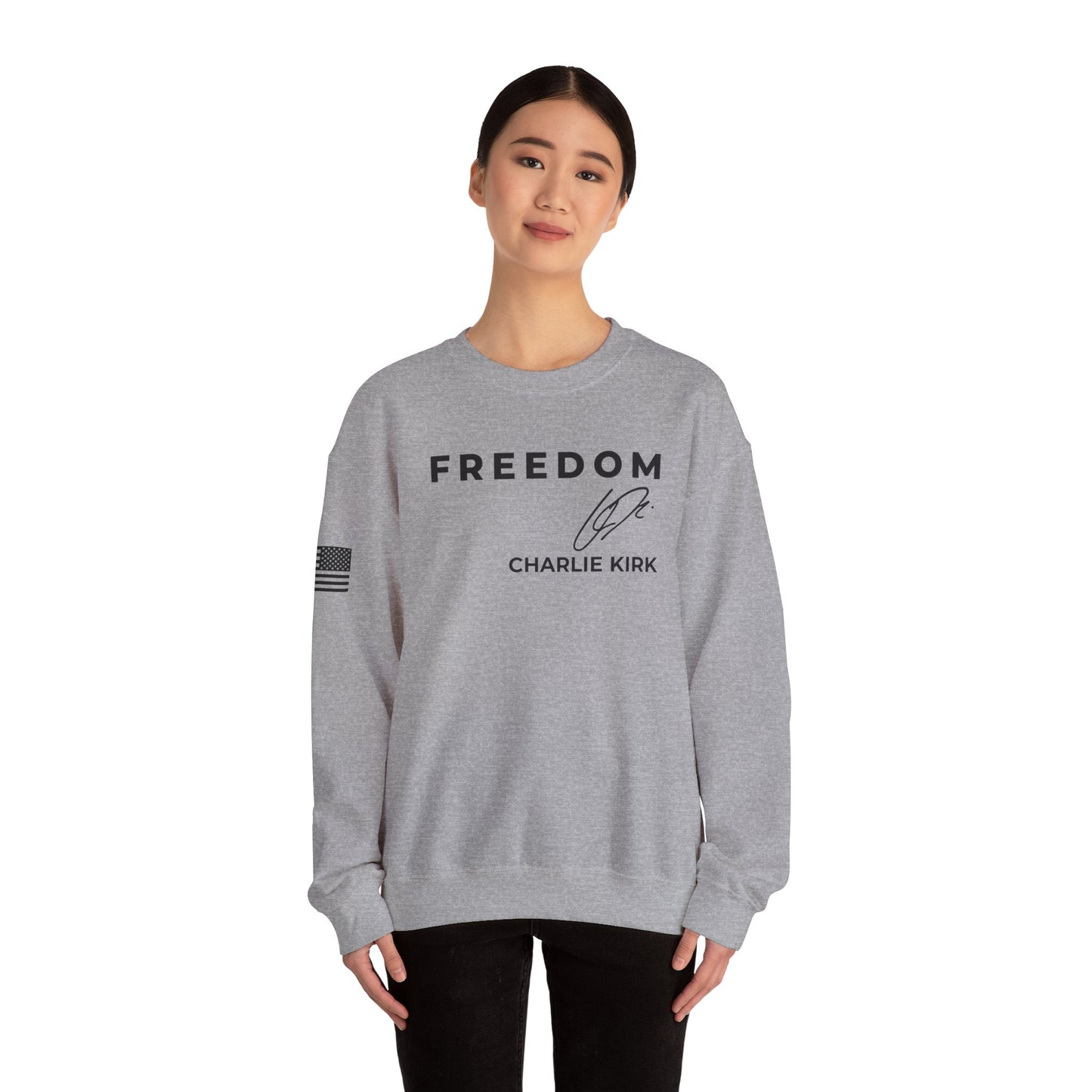 Charlie Kirk Signature Sweatshirt – Unisex Patriotic Freedom Crewneck Turning Point USA