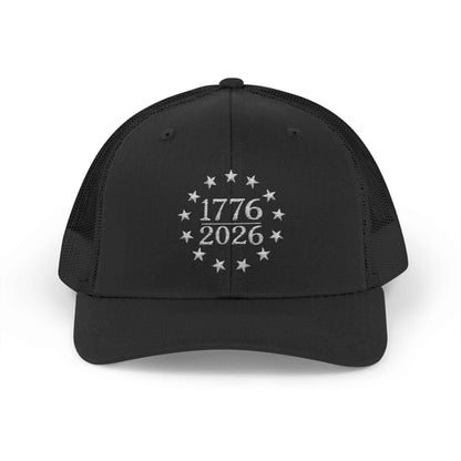 1776-2026 Patriotic Trucker Hat – Betsy Ross 13 Star Flag Cap, USA 250th Anniversary Snapback, American Freedom Hat