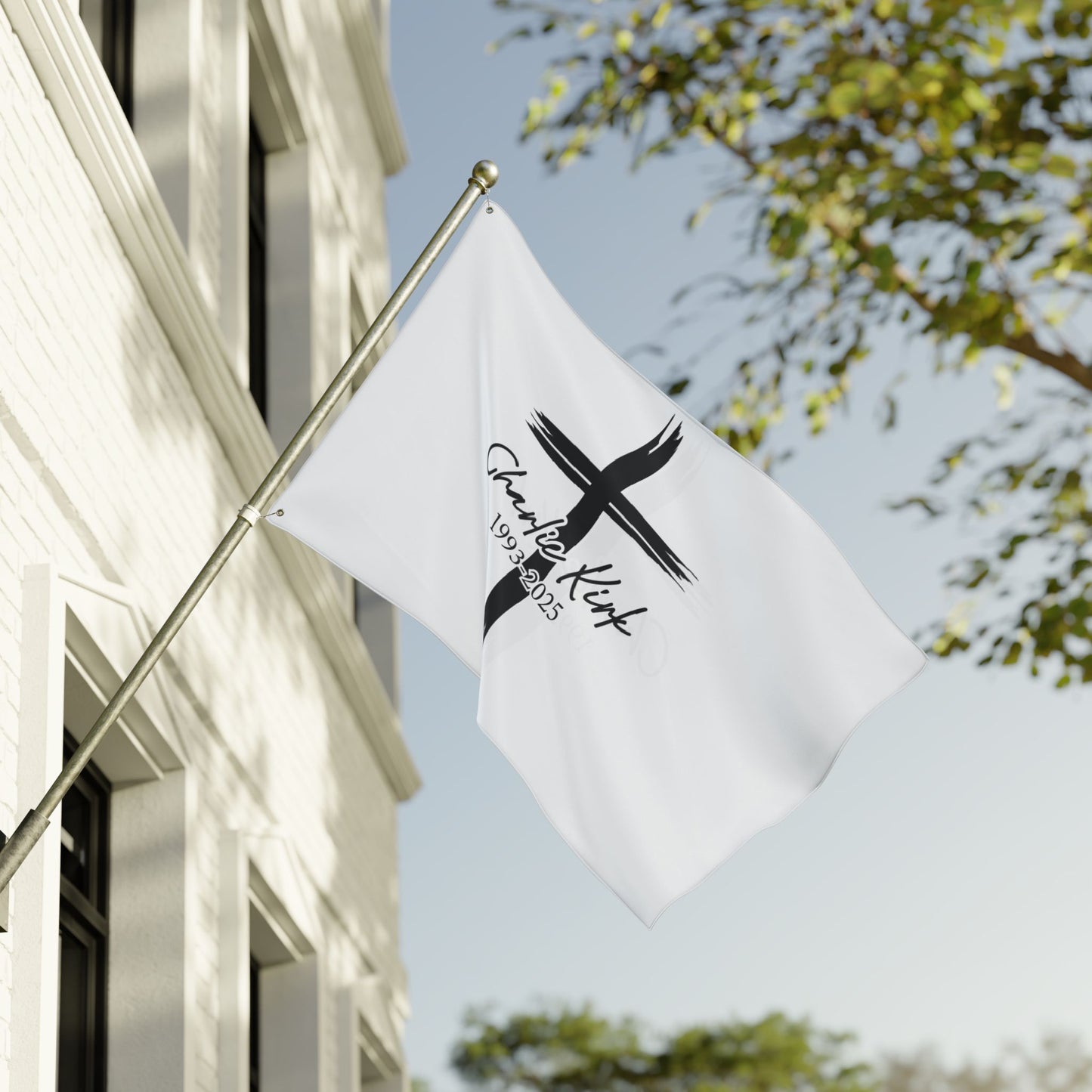 Christian Prayer Cross Tribute Flag – Charlie Kirk Memorial (1993–2025)