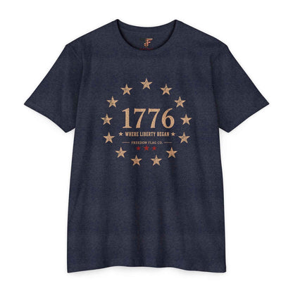 1776 Unisex Patriotic T-Shirt – Where Liberty Began Vintage America Tee | Freedom Flag Co.