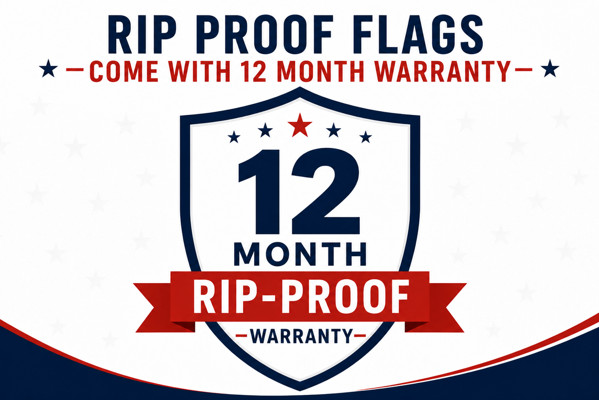 12-month Rip-Proof flag warranty graphic