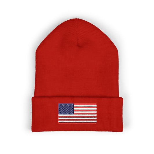 American Flag Beanie – Embroidered Patriotic Knit Hat