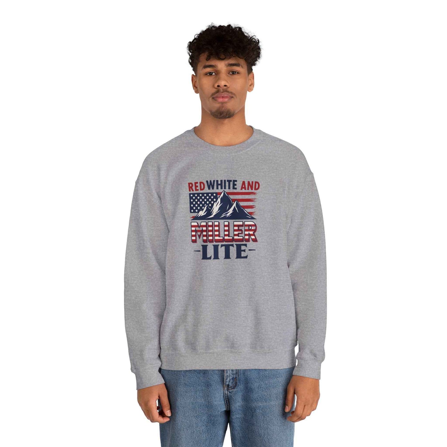 Red, White & Miller Lite Crewneck – Patriotic Beer Sweatshirt