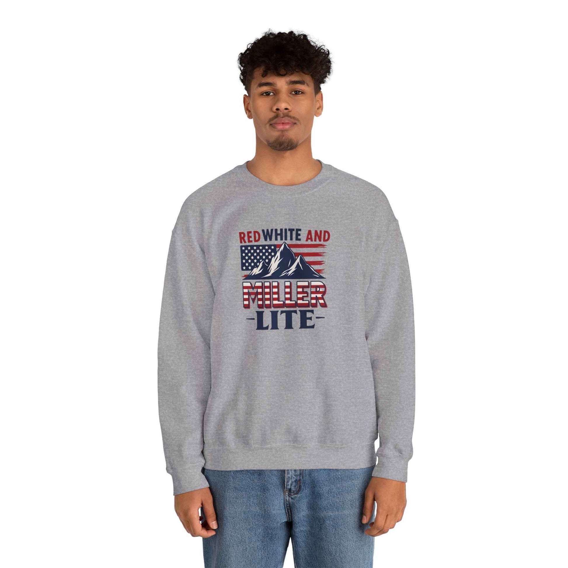 Red, White & Miller Lite Crewneck – Patriotic Beer Sweatshirt