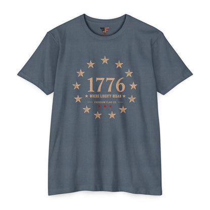 1776 Unisex Patriotic T-Shirt – Where Liberty Began Vintage America Tee | Freedom Flag Co.