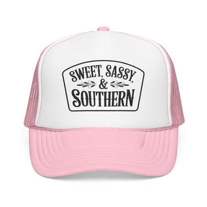 Sweet Sassy & Southern Foam Trucker Hat – Country Girl Snapback Cap with Mesh Back