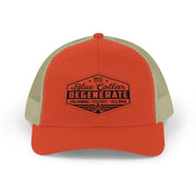Blue Collar Degenerate Trucker Hat – Snapback Mesh Cap for Hardworking Americans